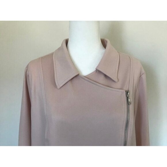 NWOT KIM & Co. Faux Leather Knit Moto Jacket Dusky Rose Size XXL 2XL - Picture 2 of 7